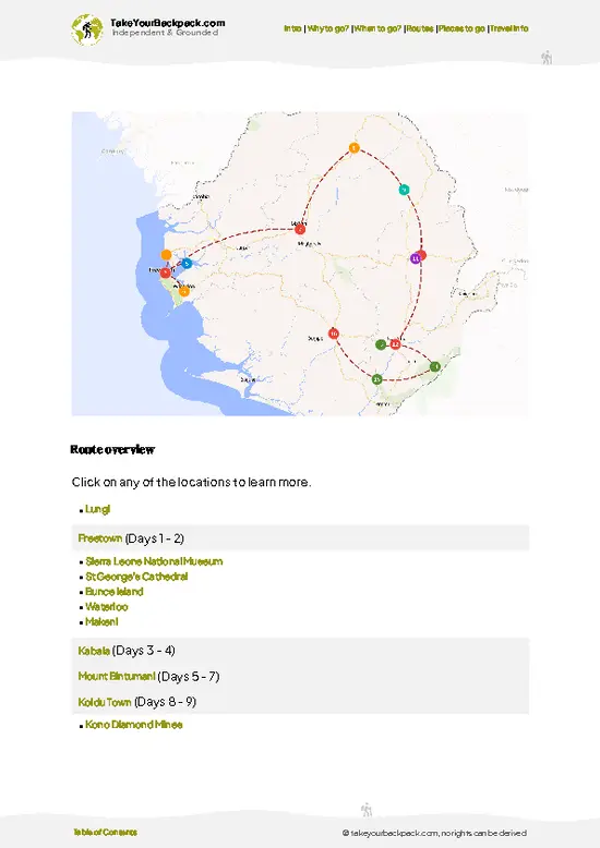 example page 4 from our offline Travel Guide for Sierra Leone